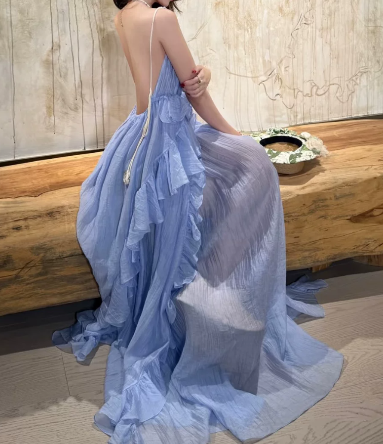 Robe de bal de princesse bustier à volants en satin long, robe de soirée C8117