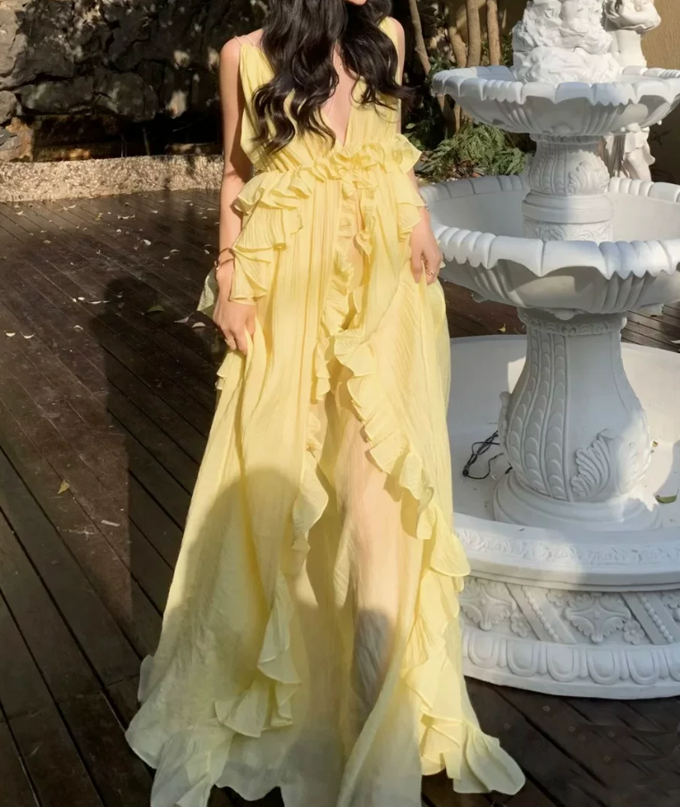 Robe de bal de princesse bustier à volants en satin long, robe de soirée C8117