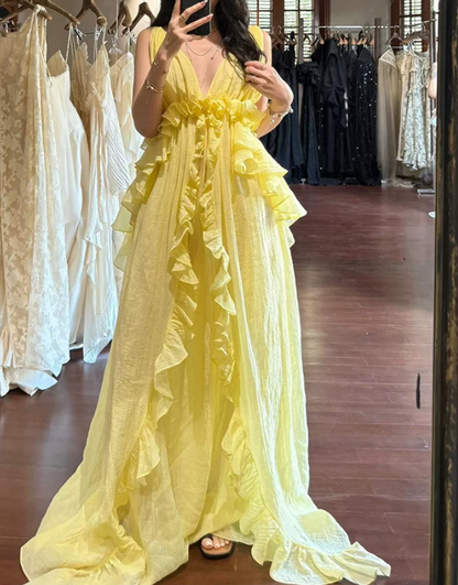 Robe de bal de princesse bustier à volants en satin long, robe de soirée C8117