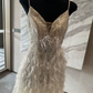 Robe de bal de princesse bustier à volants en satin long, robe de soirée C8117