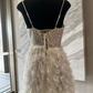 Robe de bal de princesse bustier à volants en satin long, robe de soirée C8117