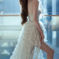 Robe de bal de princesse bustier à volants en satin long, robe de soirée C8117