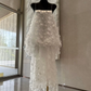 Robe de bal de princesse bustier à volants en satin long, robe de soirée C8117