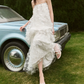 Robe de bal de princesse bustier à volants en satin long, robe de soirée C8117