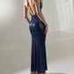 Robe de bal de princesse bustier à volants en satin long, robe de soirée C8117