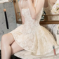 Mini robe de soirée en satin, sans bretelles, sans manches, ligne a, simple, C899