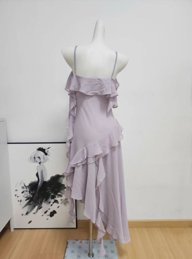Charming Spaghetti Strap Prom Dress Ruffles Mermaid Evening Dress C9508