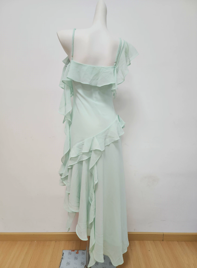 Charming Spaghetti Strap Prom Dress Ruffles Mermaid Evening Dress C9508