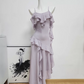 Charming Spaghetti Strap Prom Dress Ruffles Mermaid Evening Dress C9508