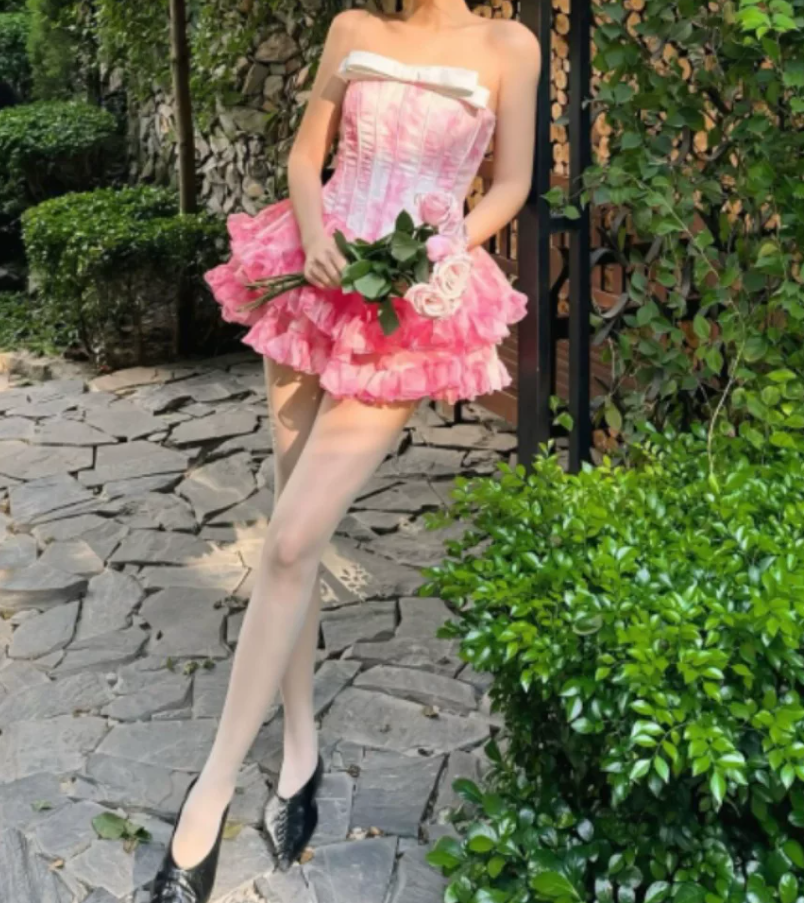 Mini robe de soirée en satin, sans bretelles, sans manches, ligne a, simple, C899