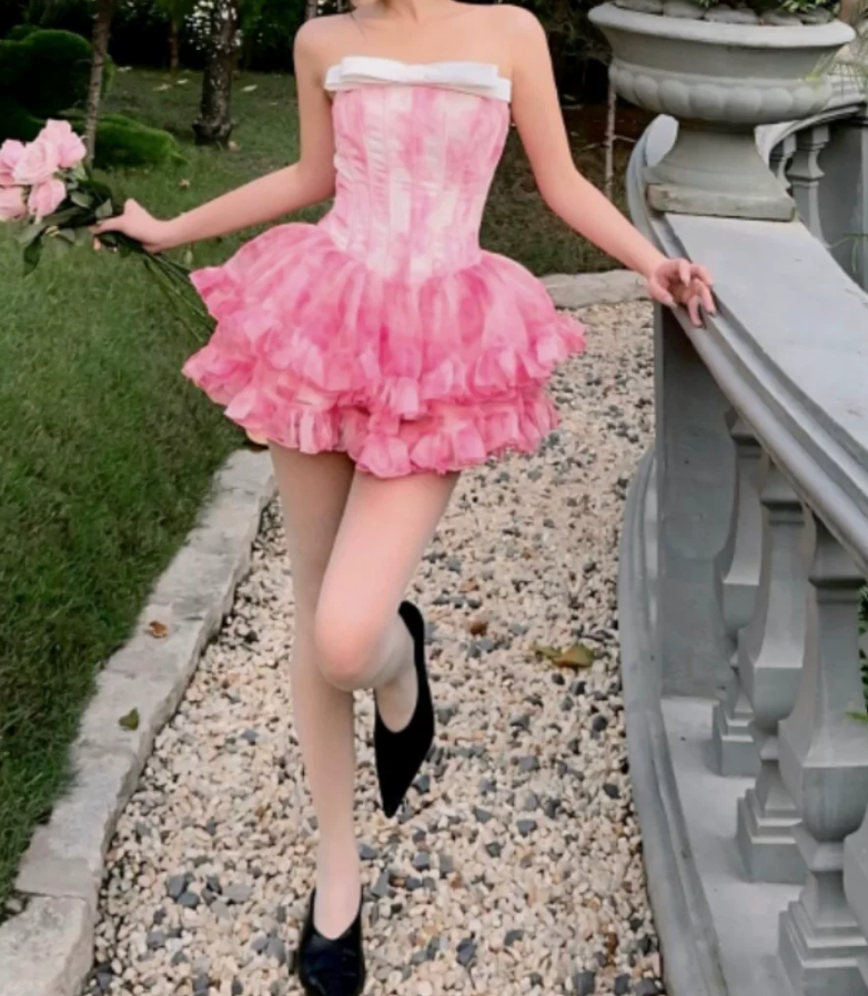 Mini robe de soirée en satin, sans bretelles, sans manches, ligne a, simple, C899