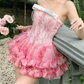 Mini robe de soirée en satin, sans bretelles, sans manches, ligne a, simple, C899