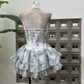Mini robe de soirée en satin, sans bretelles, sans manches, ligne a, simple, C899