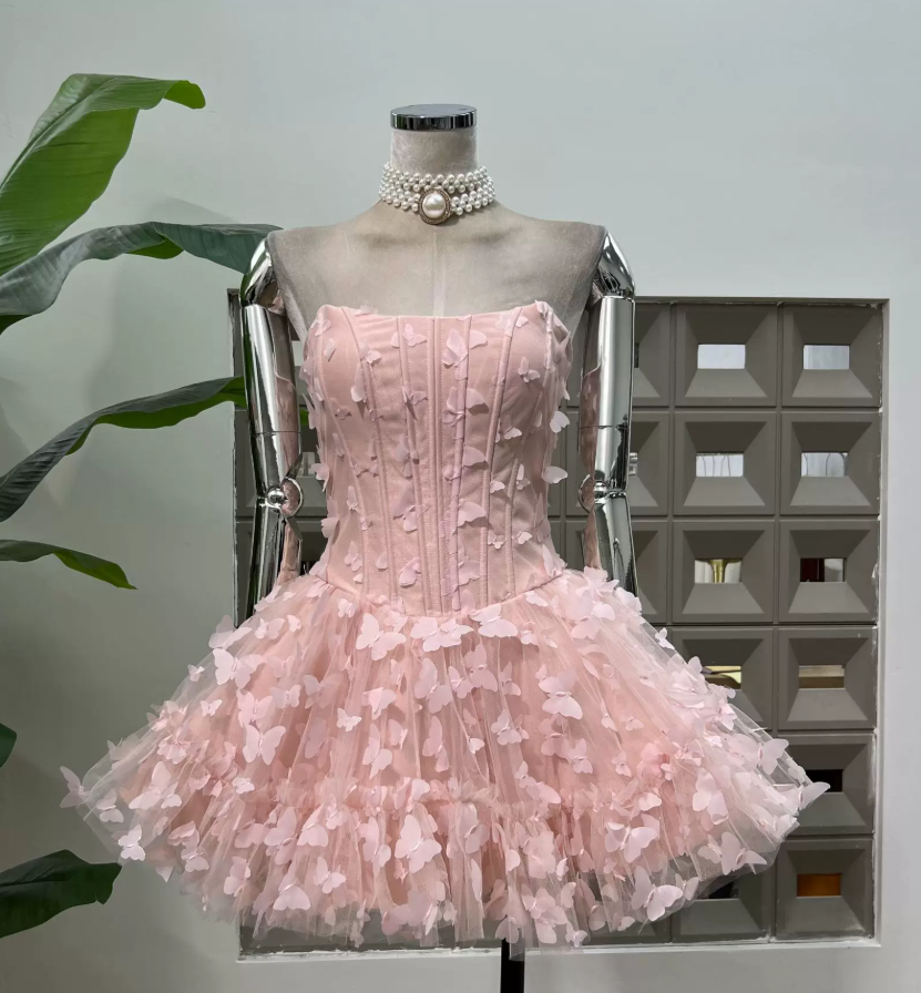 Attractive Strapless Homecoming Dress Petals A-Line Party Dress C9510