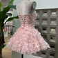 Attractive Strapless Homecoming Dress Petals A-Line Party Dress C9510