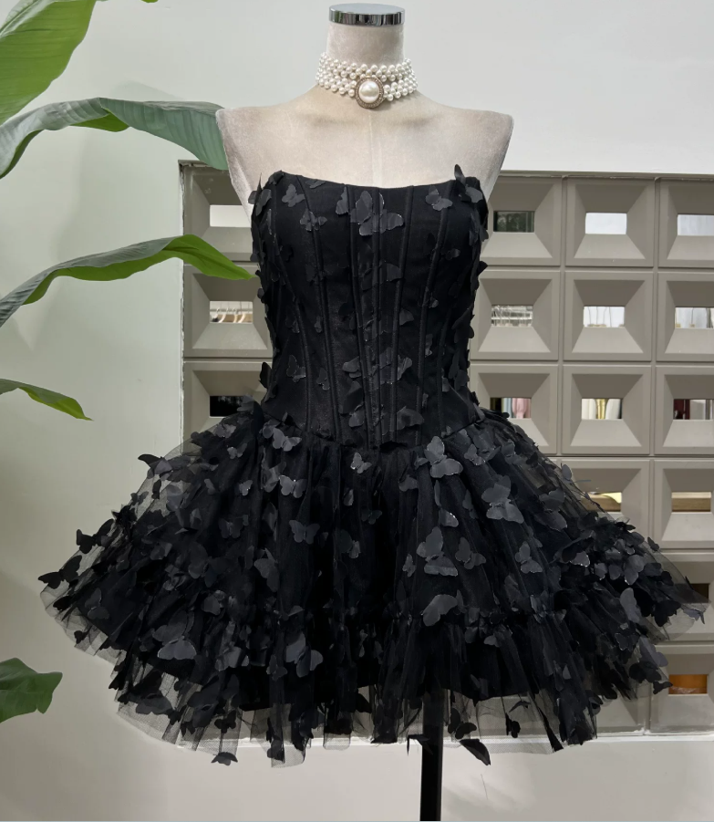 Attractive Strapless Homecoming Dress Petals A-Line Party Dress C9510