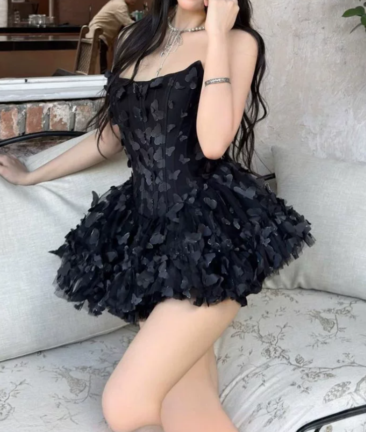 Attractive Strapless Homecoming Dress Petals A-Line Party Dress C9510