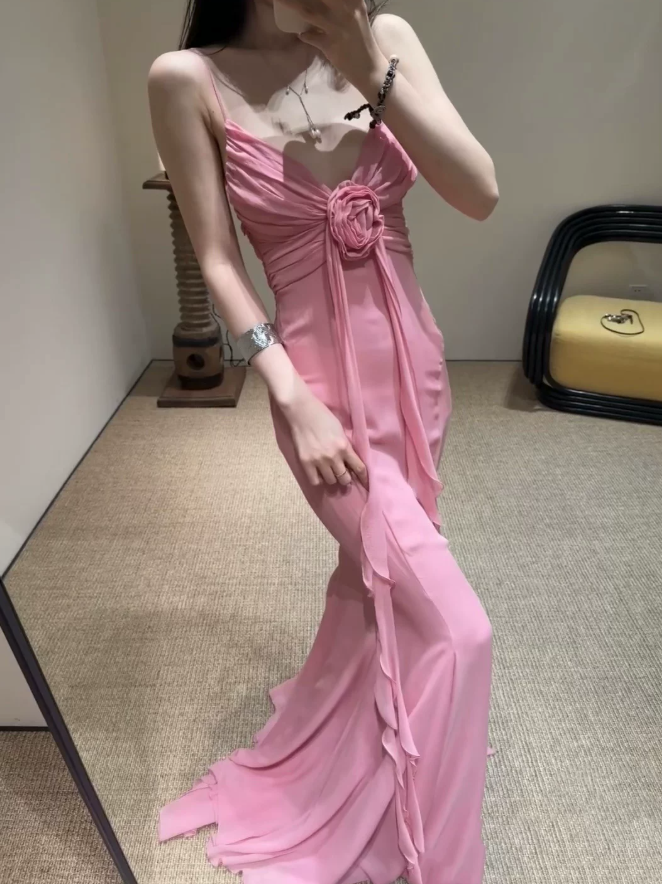 Robe de bal de princesse bustier à volants en satin long, robe de soirée C8117
