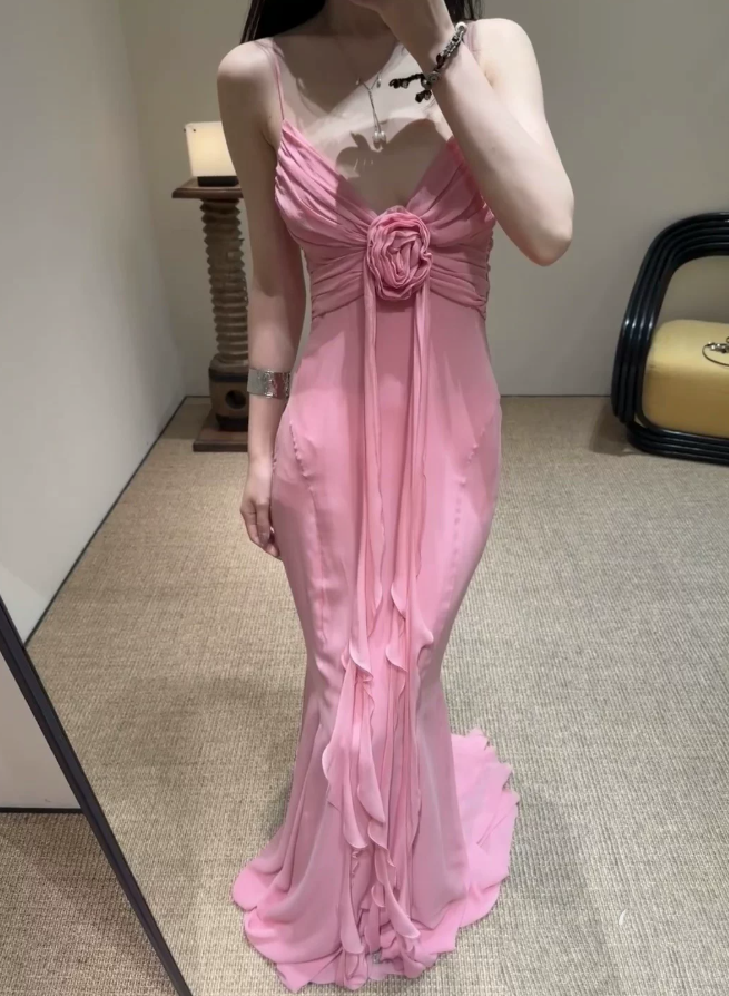 Robe de bal de princesse bustier à volants en satin long, robe de soirée C8117