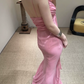 Robe de bal de princesse bustier à volants en satin long, robe de soirée C8117