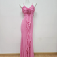 Robe de bal de princesse bustier à volants en satin long, robe de soirée C8117