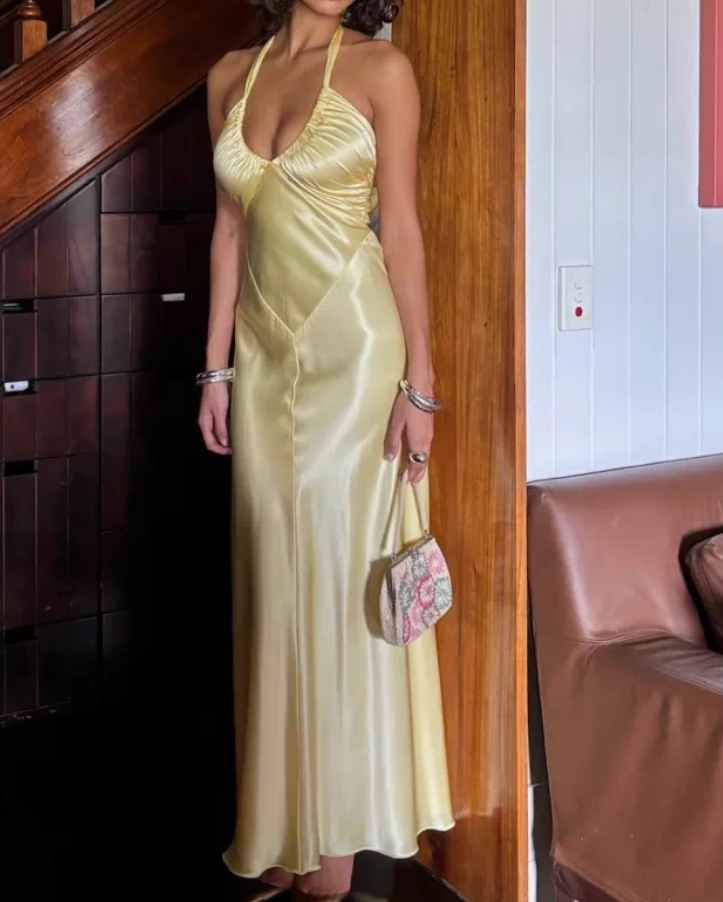Robe de bal de princesse bustier à volants en satin long, robe de soirée C8117