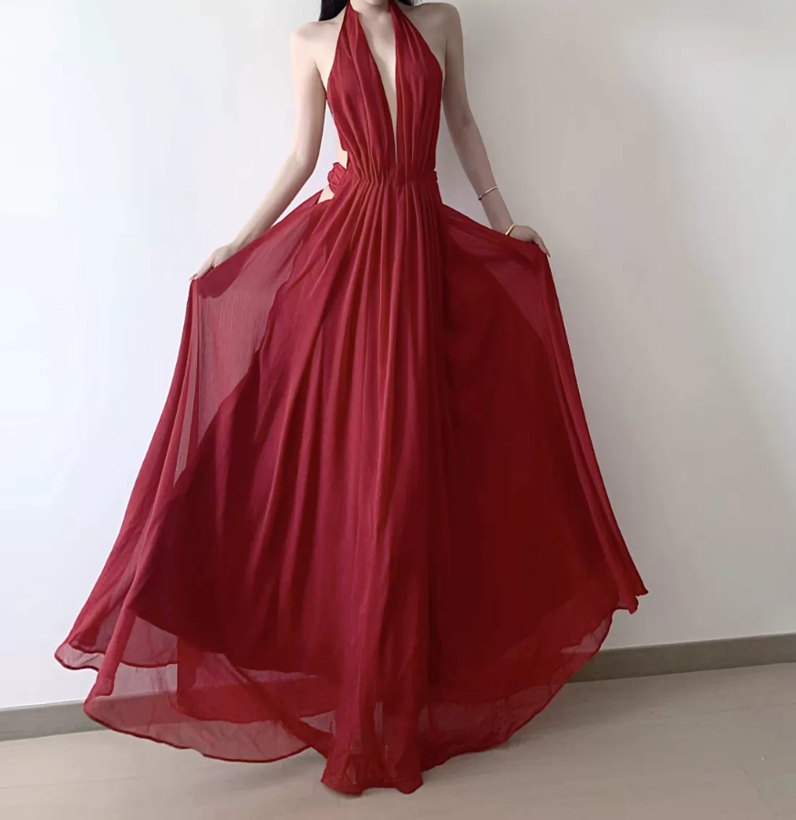 Robe de bal de princesse bustier à volants en satin long, robe de soirée C8117