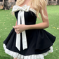 Playful Strapless Black Homecoming Dress Bow A-Line Party Dress C9514