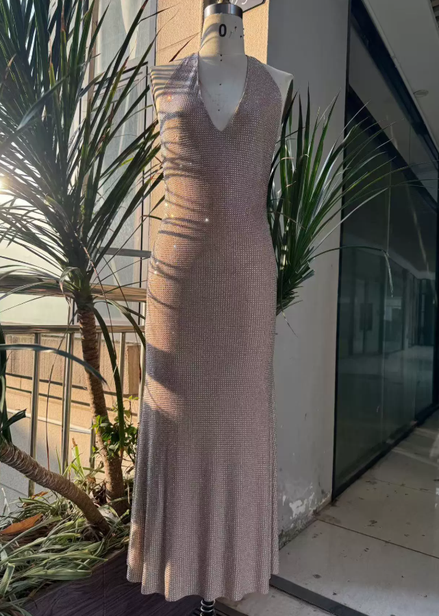 Sparkling Halter Neck Prom Dress Sequins Backless Mermaid Evening Dress C9515