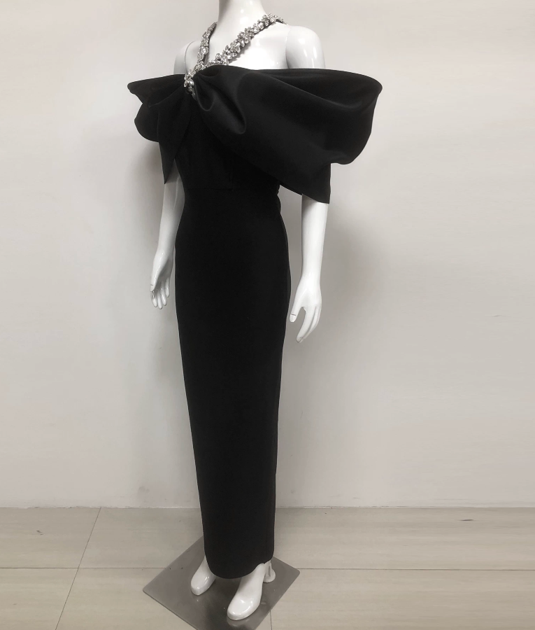 Robe de bal de princesse bustier à volants en satin long, robe de soirée C8117