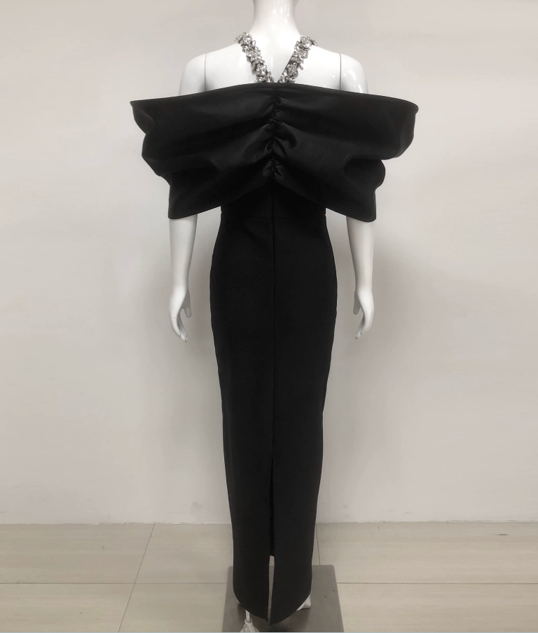 Robe de bal de princesse bustier à volants en satin long, robe de soirée C8117