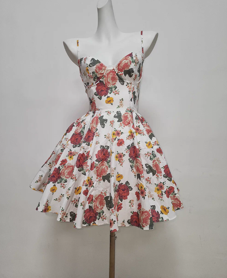Charming Spaghetti Strap Homecoming Dress Tulle Floral A-Line Party Dress C9517