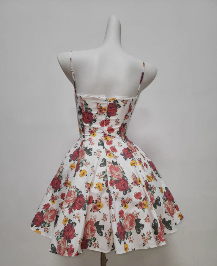 Charming Spaghetti Strap Homecoming Dress Tulle Floral A-Line Party Dress C9517
