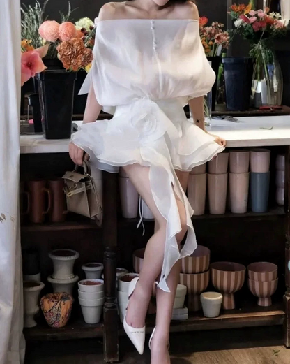 Mini robe de soirée en satin, sans bretelles, sans manches, ligne a, simple, C899