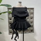 Mini robe de soirée en satin, sans bretelles, sans manches, ligne a, simple, C899