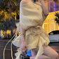 Mini robe de soirée en satin, sans bretelles, sans manches, ligne a, simple, C899