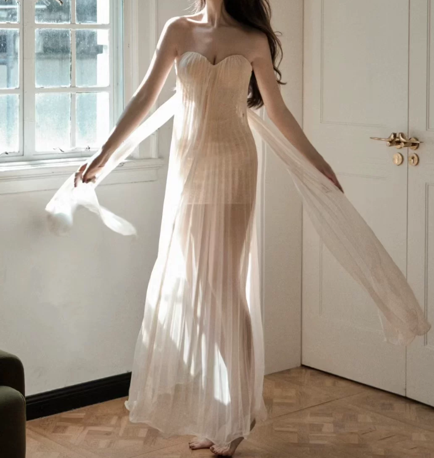 Robe de bal de princesse bustier à volants en satin long, robe de soirée C8117