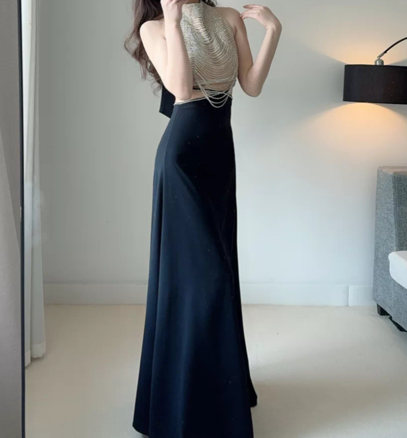 Robe de bal de princesse bustier à volants en satin long, robe de soirée C8117