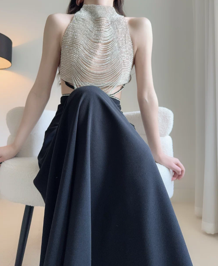 Robe de bal de princesse bustier à volants en satin long, robe de soirée C8117