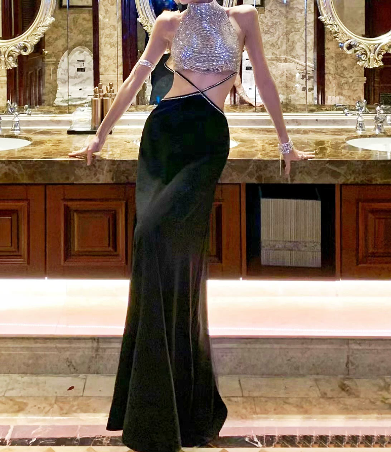 Robe de bal de princesse bustier à volants en satin long, robe de soirée C8117