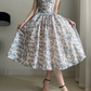 Sleek Strapless Blue Prom Dress Floral A-Line Evening Dress C9523