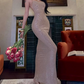 Robe de bal de princesse bustier à volants en satin long, robe de soirée C8117