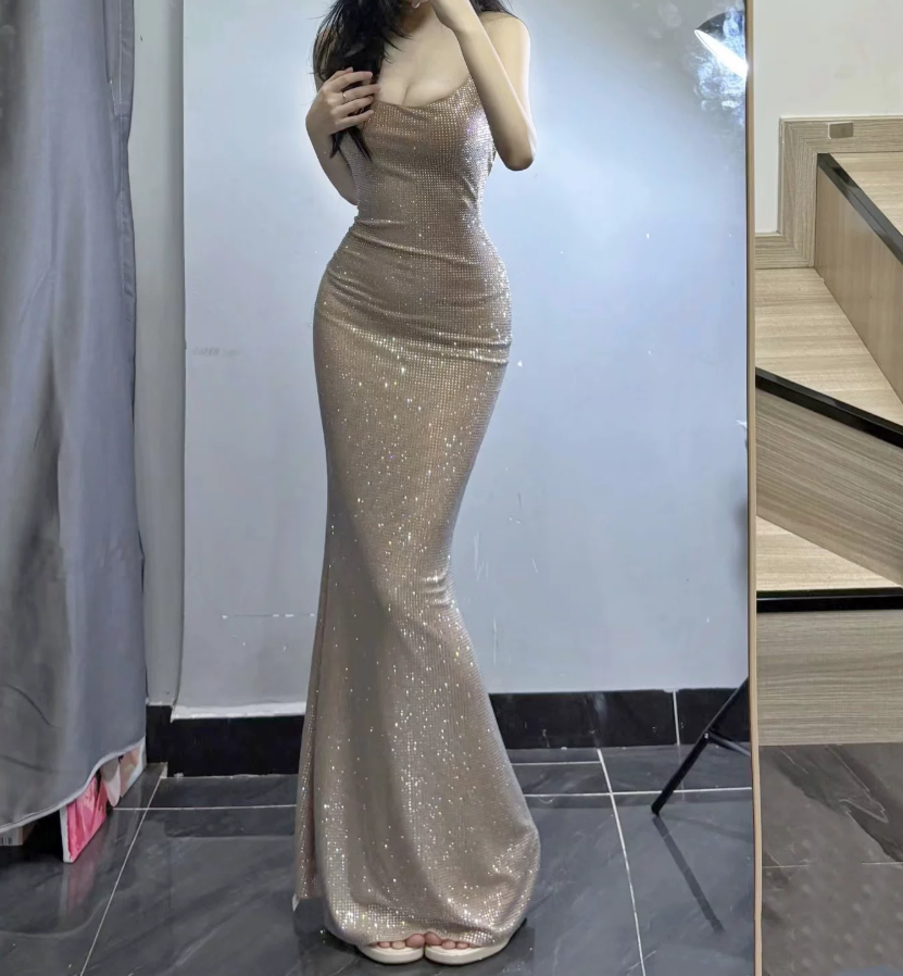 Robe de bal de princesse bustier à volants en satin long, robe de soirée C8117