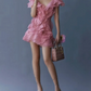 Mini robe de soirée en satin, sans bretelles, sans manches, ligne a, simple, C899