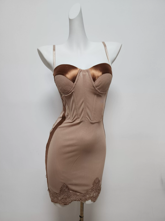 Sleek Spaghetti Strap Homecoming Dress Lace Sheath Party Dress C9526