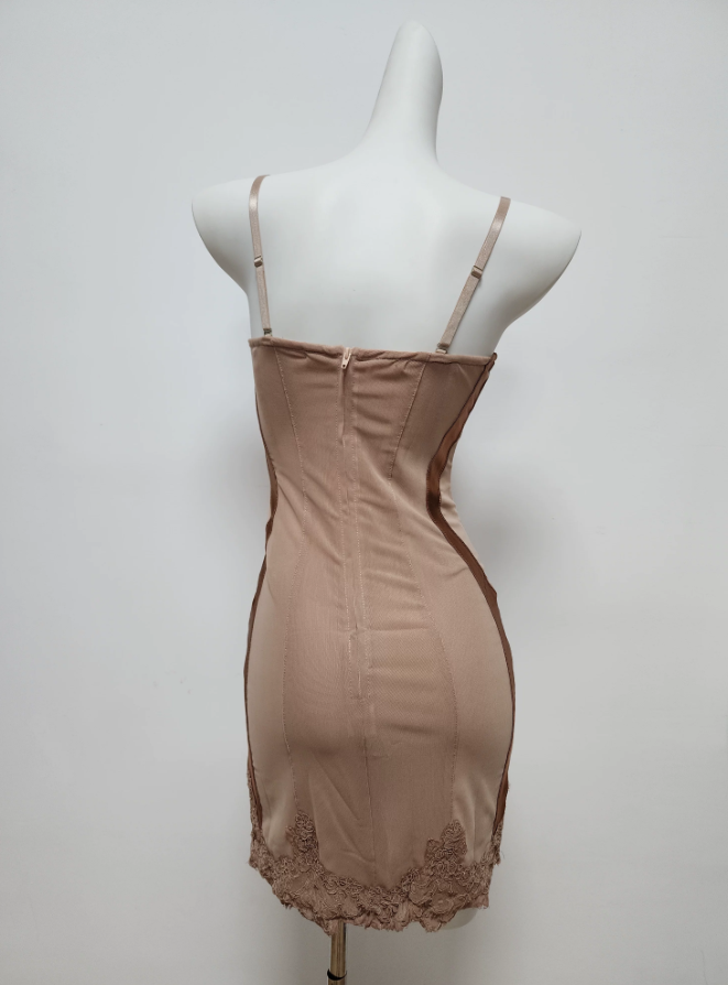 Sleek Spaghetti Strap Homecoming Dress Lace Sheath Party Dress C9526