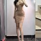 Sleek Spaghetti Strap Homecoming Dress Lace Sheath Party Dress C9526