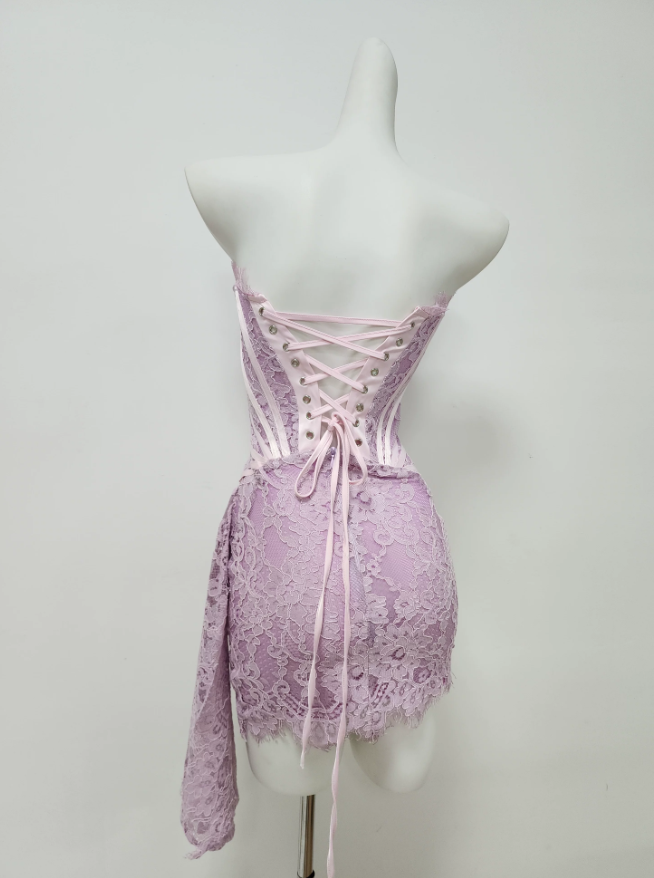 Mini robe de soirée en satin, sans bretelles, sans manches, ligne a, simple, C899