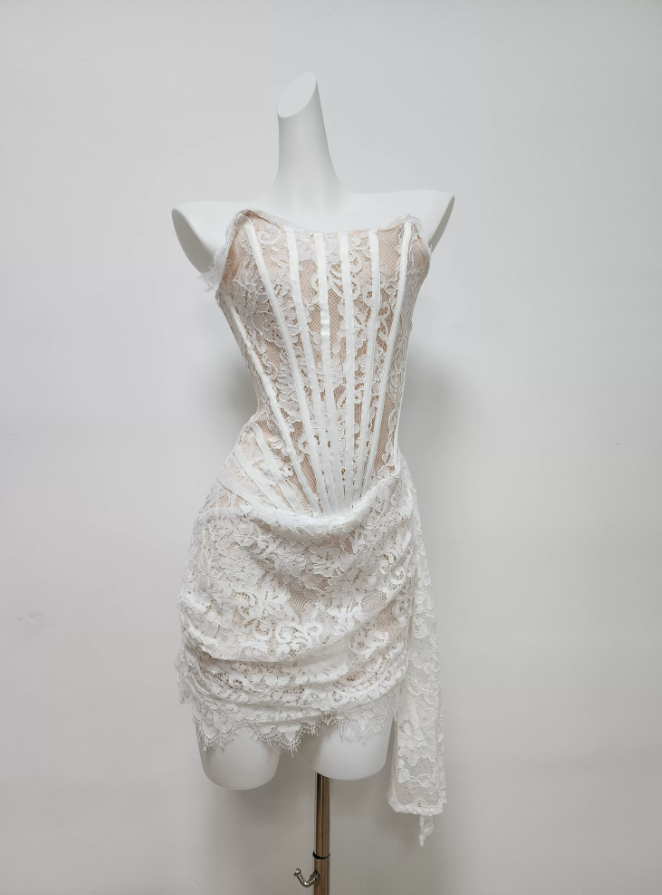 Mini robe de soirée en satin, sans bretelles, sans manches, ligne a, simple, C899