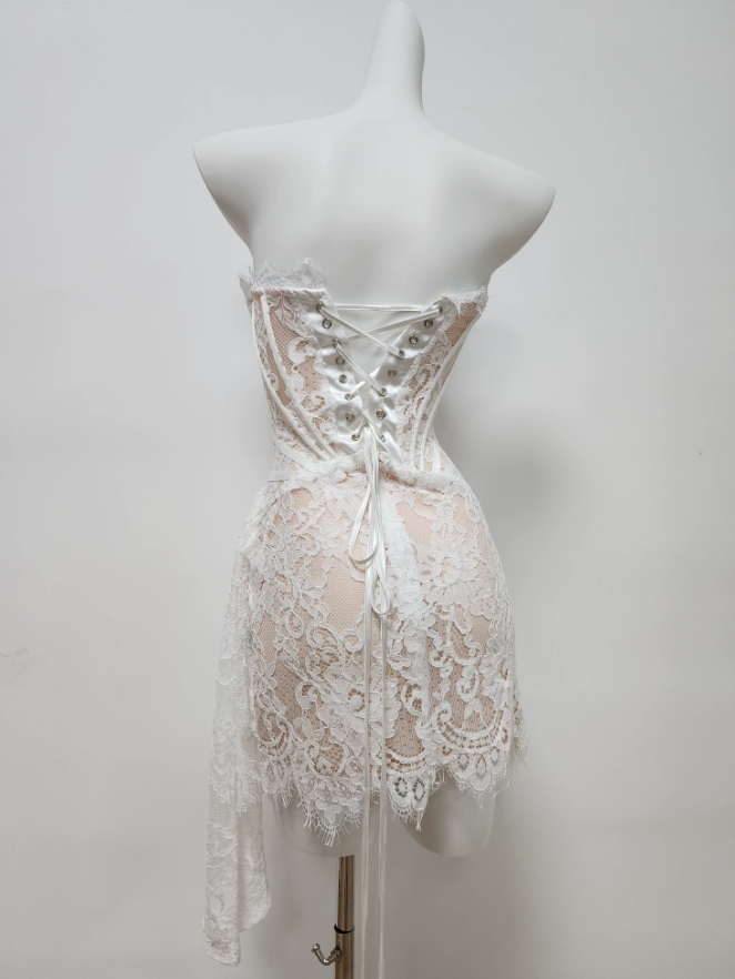 Mini robe de soirée en satin, sans bretelles, sans manches, ligne a, simple, C899